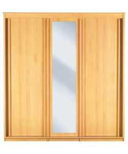 Manhattan 3 Sliding Door Mirrored Wardrobe - Beech Effect