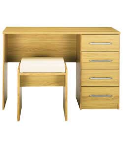4 Drawer Dressing Table and Stool - Oak