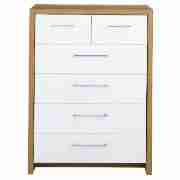 Manhattan 6 Drawer Chest Oak, White Gloss
