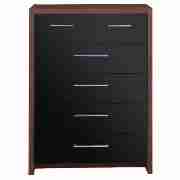 Manhattan 6 Drawer Chest, Walnut Black Gloss