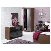 Manhattan Double Wardrobe, Walnut Black Gloss