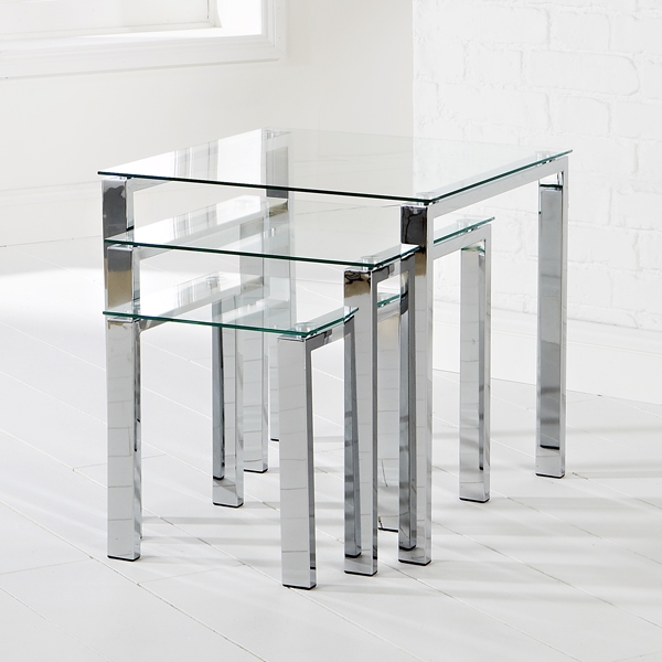 Glass Nest of Tables - Clear Glass
