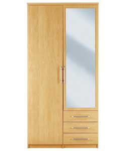 Manhattan Golden Oak 2-Door Wardrobe - 3 Narrow Drawers