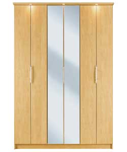 Manhattan Golden Oak Wardrobe - Bi-fold 3-Door Mirror