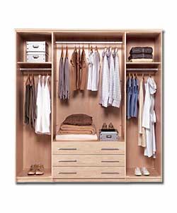 Manhattan Maple 4 Door and 3 Drawer Mirrored Wardrobe