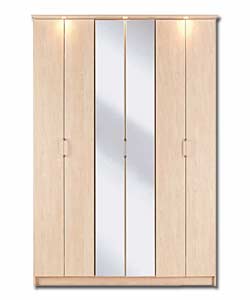 Manhattan Maple Effect Bifold 2 plus 1 Mirror Robe