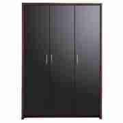Manhattan Triple Wardrobe, Walnut Black Gloss