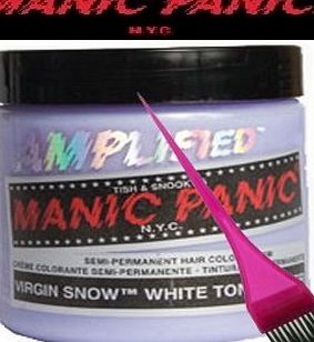 Manic Panic Amplified Hair Dye - Vegan Hair Dye - Virgin Snow amp; Pink Tint Brush