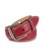 Manieri Men` Burgundy Smooth Leather Belt