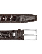 Mens Brown Croco Stamped Leather Belt