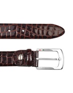 Mens Brown Croco Stamped Patent Leather Belt