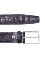 Mens Violet Croco Stamped Leather Belt