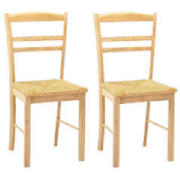 Manila Pair of Rush seat chairs, Natural