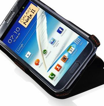 Ultra Slim High Quality Genuine Flip Leather Case Cover for Samsung Galaxy Note 2 N7100 - Black
