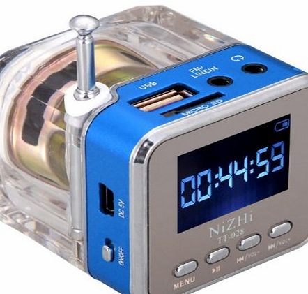 manufacture seller Digital Portable blue color Mini Speaker Music MP3/4 Player Micro SD/TF USB Disk Speaker FM Radio LCD Display by manufacture seller