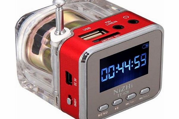 manufacture seller Digital Portable red color Mini Speaker Music MP3/4 Player Micro SD/TF USB Disk Speaker FM Radio LCD Display by manufacture seller