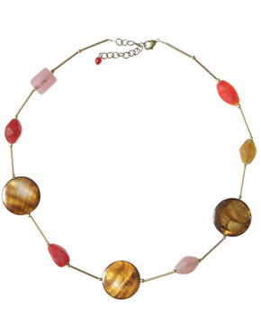 Glass Bead Disc Necklace