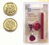 Manuscript CAPITAL LETTER E CERAMIC STAMP SEAL and SEALING WAX