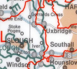 Postcode Areas Map Framed 12.5