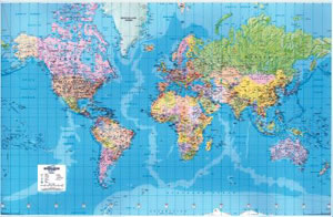 World Map 3D Effect Giant Unframed