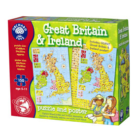 Map of Great Britain Jigsaw Puzzle - Buy 2 Orchard Toys games, get Chicken Out for free