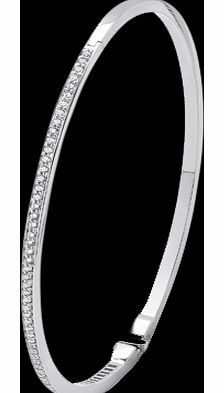 White Gold Round Half-Pave Bangle