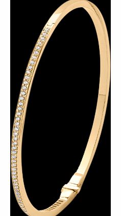 Yellow Gold Round Half-Pave Bangle