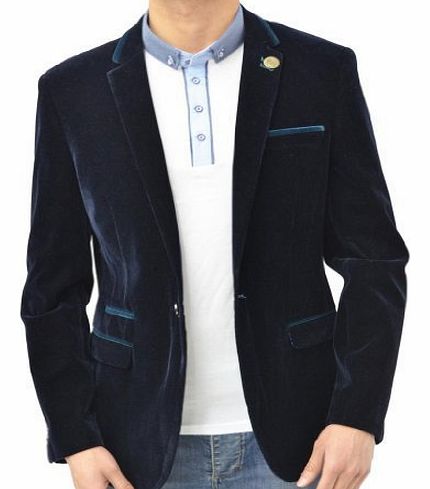 Marc Darcy Designer Marc Darcy Mens Blazer Tailored Fit Velvet Smart Coat Jacket 36 Reg Navy Blue