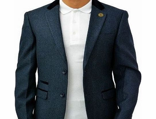 Marc Darcy Designer Marc Darcy Mens Regular Fit Tweed Blazer Jacket 38 Reg Ronny Blue (18)