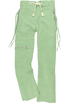 Pucker stripe silk cropped pants