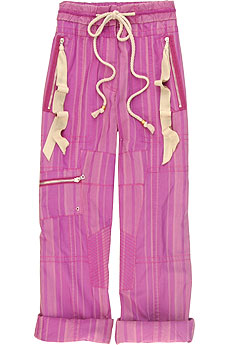 Marc Jacobs Striped silk blend cropped cargo pants
