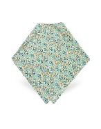 Marc Jacobs White and Blue Flowers Printed Silk Square Scarf