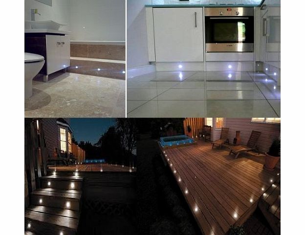 10 Pack Waterproof IP44 Indoor Outdoor LED White Deck Lights / Bathroom / Decking / Plinth / Kitchen Lighting set Superb Quality 30MM LED Lights