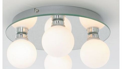 Marco Tielle ``Hollywood`` Bathroom IP44 Mirrored Ceiling Light with Opal Globes 4 x 20w G9