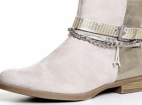 - Womens Beige Nude Faux Suede Round Toe Metallic Rose Gold Heel Ankle Summer Boots Ladies shoes size 4