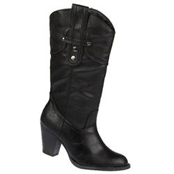 Female 25563 Textile/Other Lining Comfort Calf Knee Boots in Black, Stone