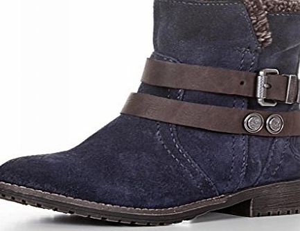 Marco Tozzi Navy Blue Genuine Suede Slouch Ankle Boots Cool Club Youth Girls Kids size 6
