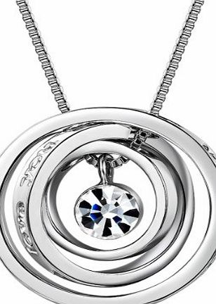 Mothers Day Gifts MARENJA Gifts For Mum- Boundless Love Engraved with ``Mum,Thank you for all you do.`` and ``I love you Mum`` Transparent Inlaid Austrian Crystal White Gold Plated 3 Interlinked Rings Pen