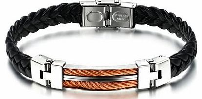 Margaret Jewelry Mens Bracelet made of Leather tungsten steel