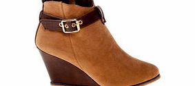 MARIA BARCELO Sand suede wedge ankle boots