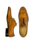 Mariano Campanile Camel Italian Leather Wingtip Oxford Shoes