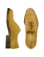 Mariano Campanile Camel Suede Wingtip Oxford Dress Shoes
