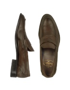 Mariano Campanile Dark Brown Italian Leather Penny Loafer Shoes