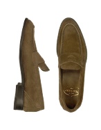 Mariano Campanile Dark Brown Italian Suede Penny Loafer Shoes