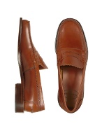 Mariano Campanile Handmade Brown Italian Genuine Leather Penny Loafer Shoes