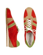 Trekker - Red and Green Leather and Suede Sneaker Shoes