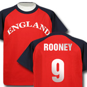 England Football T-Shirt - Red/Navy with official Rooney 9 printing.
