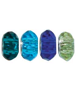 Marine Faceted Glass Beads - Set of 4