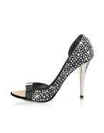 Black Crystal Studded Suede Sandal Shoes