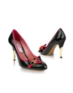 Jeweled Ladybug Black Patent Leather Pump Shoes